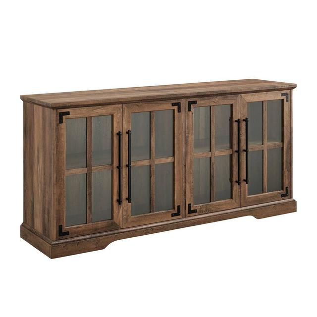 Avalene Modern Farmhouse 4 Door Glass Window Pane TV Stand for TVs up to 65" Reclaimed Barnwood - Saracina Home