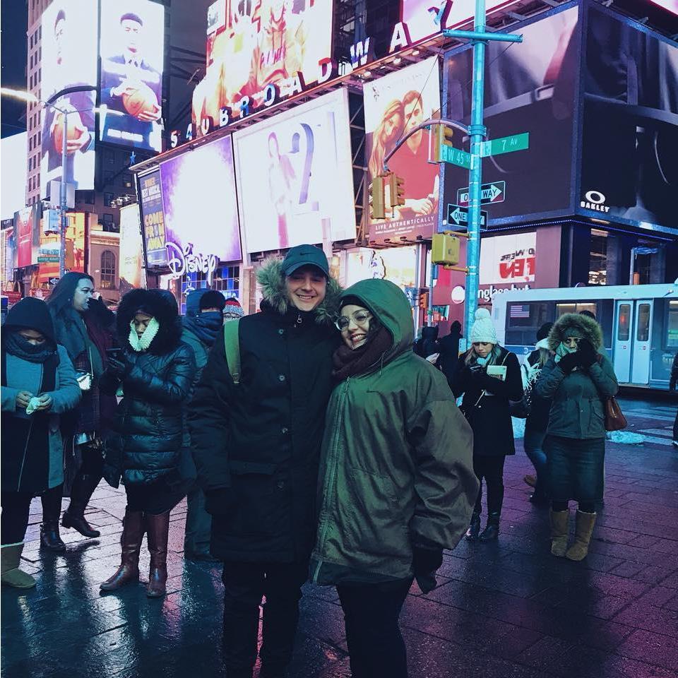 Freezing in Times Square, visiting Caleb!