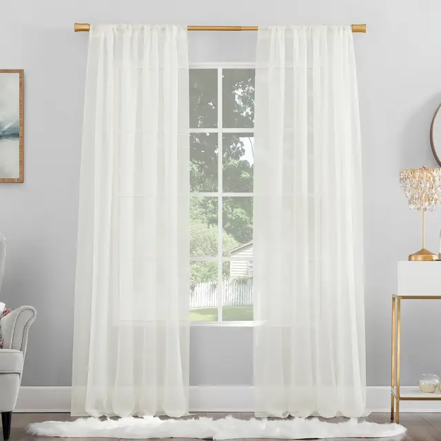 59"x84" No. 918 Sheer Voile Mallory Rod Pocket Curtain Panel Eggshell: Sheer Curtain Panel, Off-White, 1 Piece