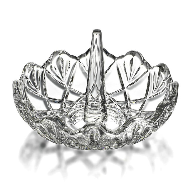 H&D Clear Crystal Ring Holder,Glass Ring Dish for Jewelry,Ring Display Jewelry Holder for Wedding,Wavy Shape Jewelry Display Gift for Mom,Wife,Girl