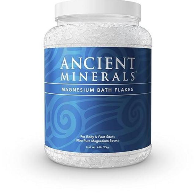 Ancient Minerals Magnesium Bath Flakes - Bathing Alternative to Epsom Salt - Soak in Natural Salts - High-Absorption Efficiency for Relaxation, Wellness & Muscle Relief (4 lb)