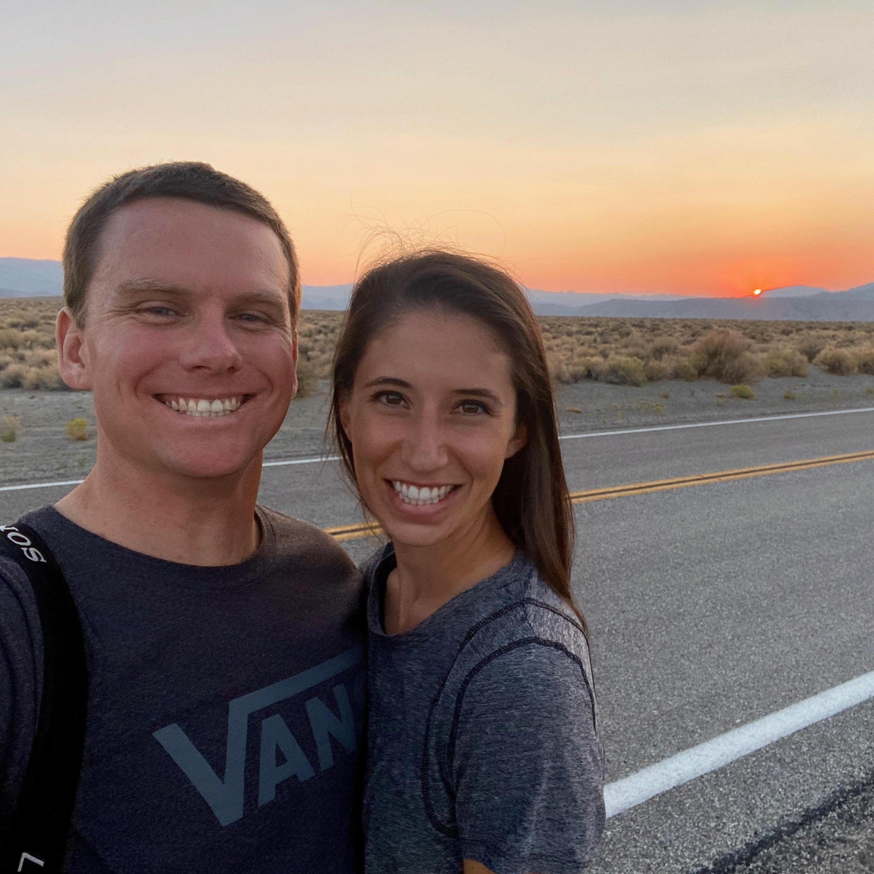 Enjoying sunsets on the road in the middle of nowhere.