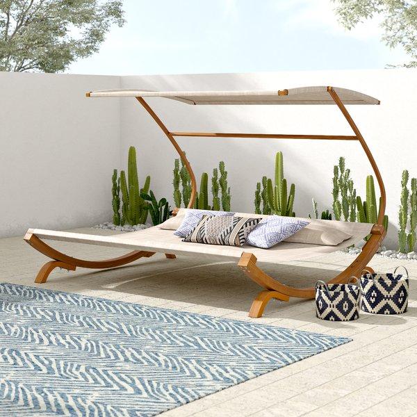 Tillis Double Teak Chaise Lounge with Cushion