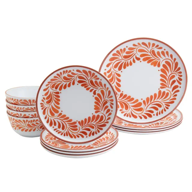 Infuse 12pc Melamine Dinnerware Set Orange