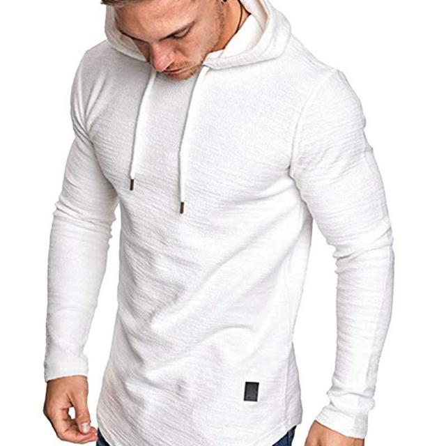 Mens Fashion Athletic Hoodies Sport Sweatshirt Solid Color Fleece Pullover