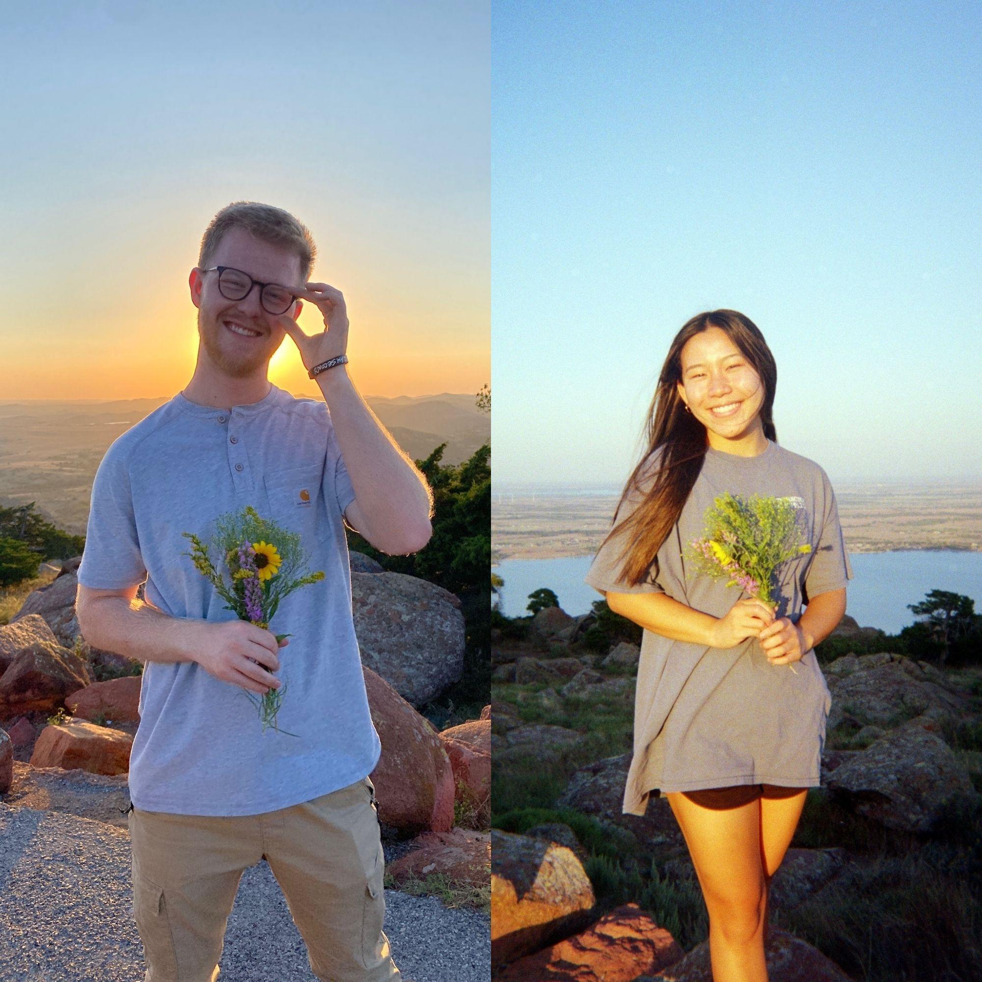 Grant was camping in the Wichita's and Kailee visited him. He picked this bouquet of flowers for her!