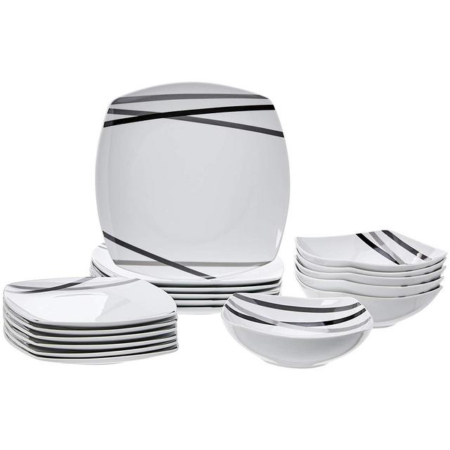 AmazonBasics 18-Piece Dinnerware Set - Modern Beams, Service for 6