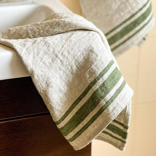 Set of 2 linen hand towels, French style...