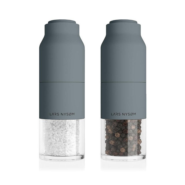 LARS NYSØM Stainless Steel Salt and Pepper Mill Set with Adjustable Ceramic Grinder I Manual Spice Mill Set (Cool Grey)