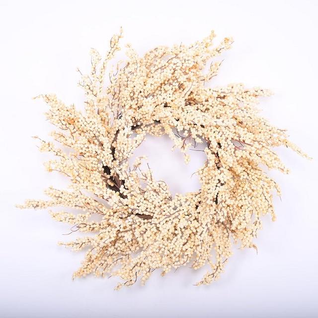 Huashen Fall Wreath, Artificial 24 inch White Berry Wreaths for Front Door Milk White Berry Wreath Christmas Wreaths for Farmhouse Festival Outdoor Party Holiday Home Decor