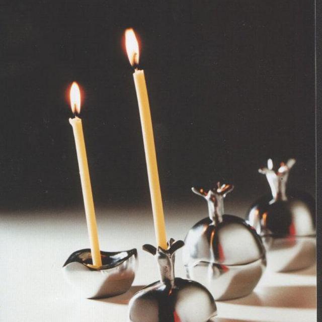 Shabbat Candle Holders - Pomegranate Design