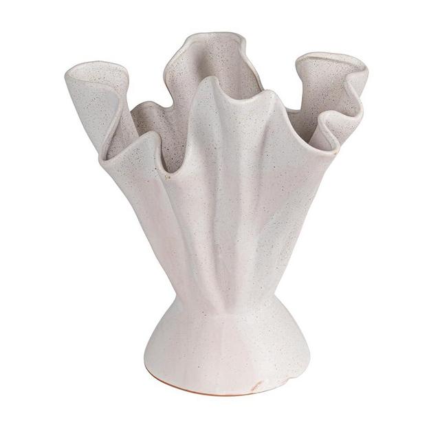 Bloomingville Stoneware Ruffled Vase, Cream