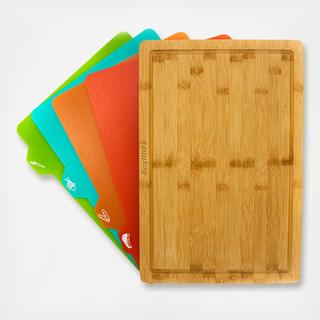 Bamboo Cutting Board with 4 Muti-colored inserts