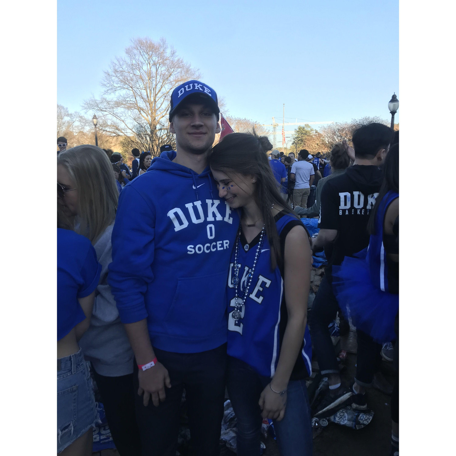 Christie and Simen cheered for Duke at many basketball games and even spent a few nights camping out in KVille.
