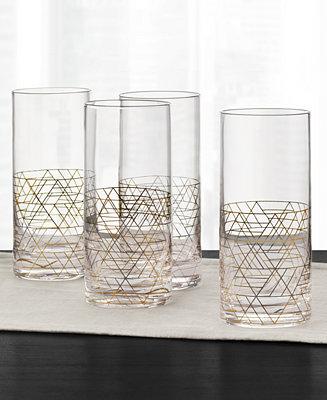 Gold Decal Highball Glasses, Set of 4, Created for Macy's