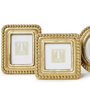 Two's Company Beaded Texture Gold Photo Frames, Resin, Set of 4