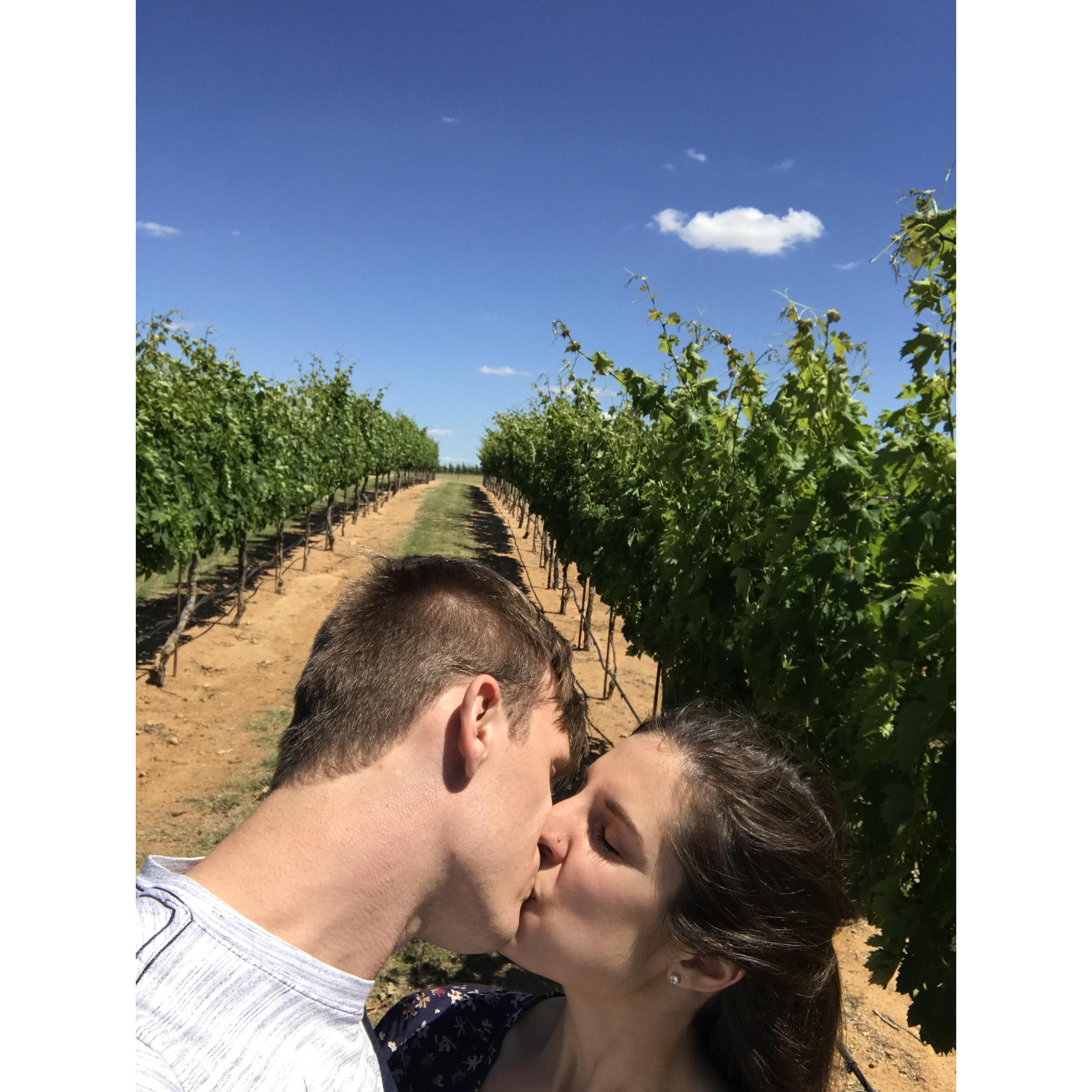 Stole a kiss in a vineyard.