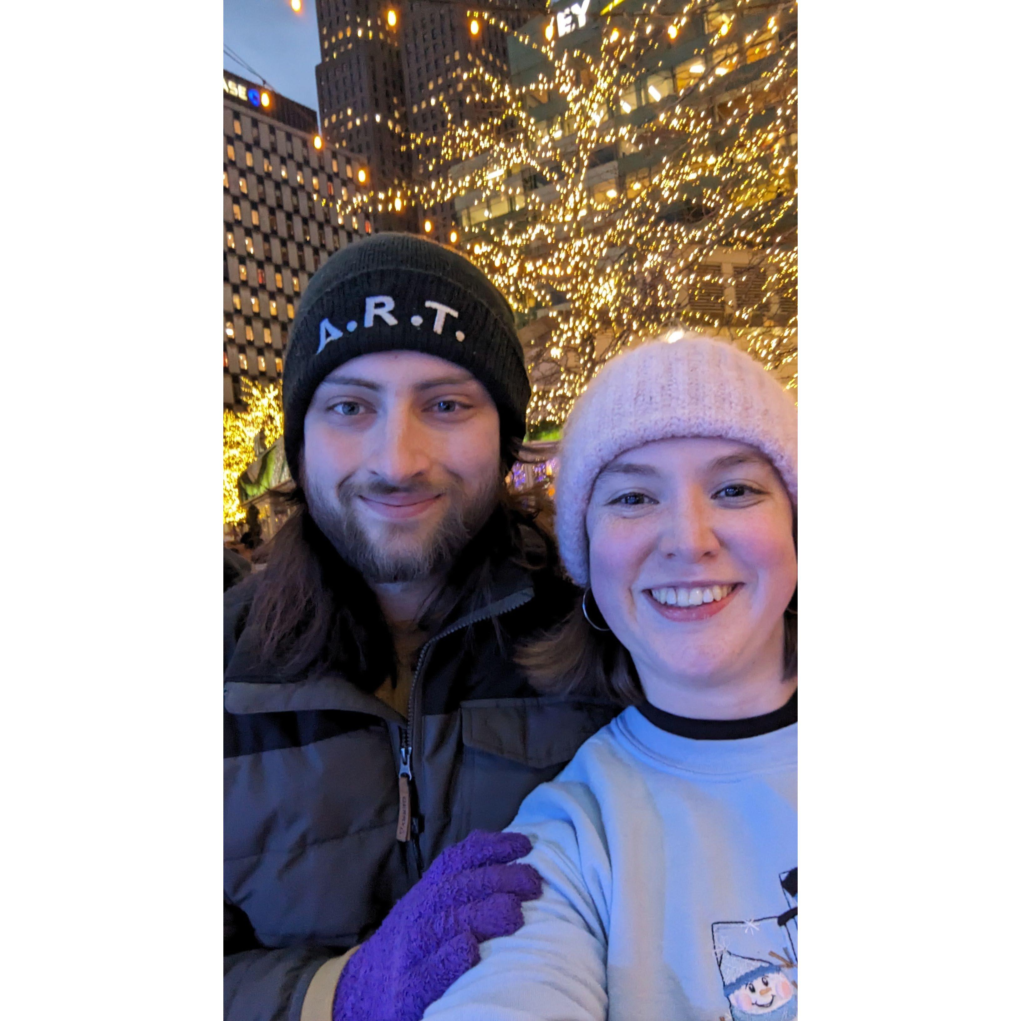 Ice skating during the Holidays in downtown Detroit 2023