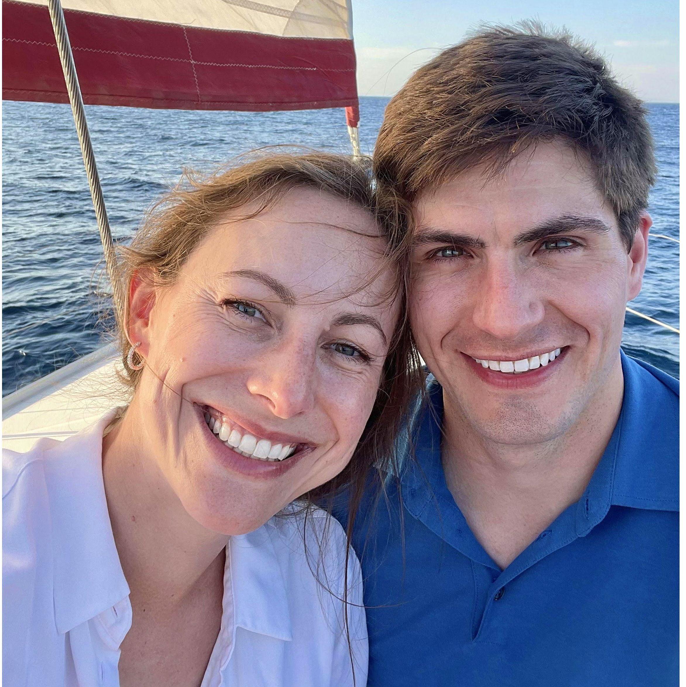 Sunset sailing around the Cyclades
