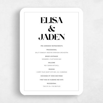 White Rounded Wedding Program - Carlisle