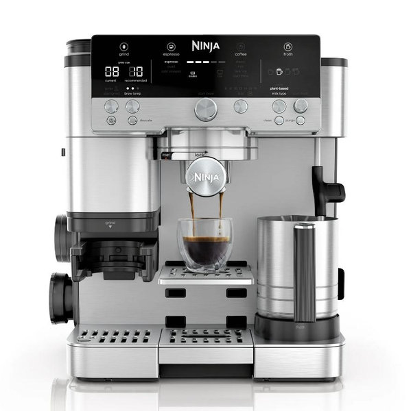 Ninja Luxe Café Premier Espresso Machine & Drip Coffee Maker, Rapid Cold Brew, Integrated Grinder, Assisted Tamper, Hands-Free Frother for Cappuccinos, Lattes, Dairy or Non-Dairy, ES601 Silver