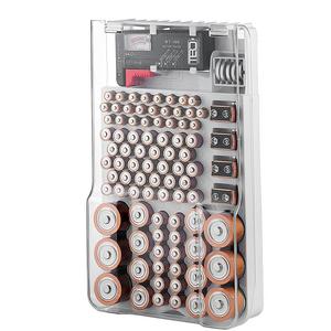 The Battery Organizer Storage Case with Hinged Clear Cover, Includes a Removable Battery Tester, Holds 93 Batteries Various Sizes