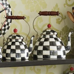 Mackenzie Childs Courtly Check 2 Quart Tea Kettle