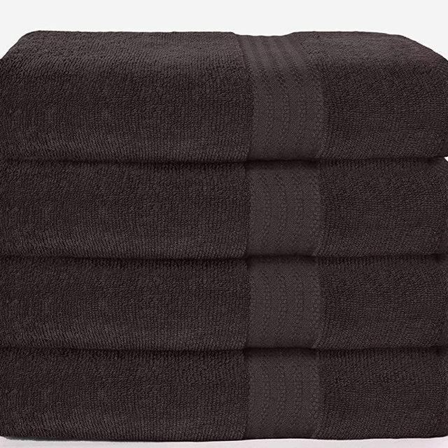 GLAMBURG Premium Cotton 4 Pack Bath Towel Set - 100% Pure Cotton - 4 Bath Towels 27x54 - Ideal for Everyday use - Ultra Soft & Highly Absorbent - Chocolate Brown