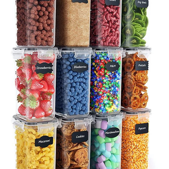 Chef's Path Airtight Food Storage Containers Set - 12 PC/Small Size - 2L/ 67oz - Kitchen & Pantry Organization, Ideal for Flour & Sugar - BPA-Free - Plastic Canisters with Labels, Marker & Spoon Set