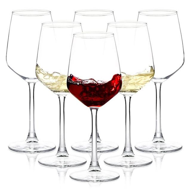 Wine Glasses Set of 6, 12oz Clear Red/White Wine Glasses, Long Stem Wine Glasses for Party, Wedding and Home