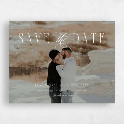 White Typography Wedding Save the Date - Dermot Photo