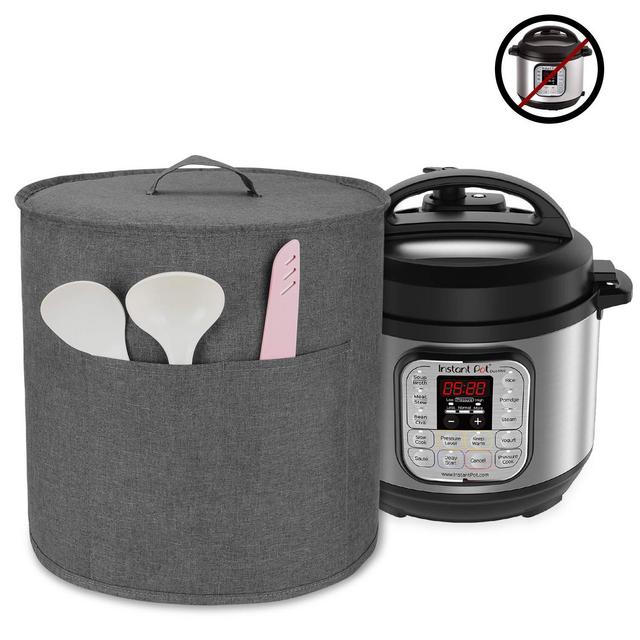 Luxja Dust Cover for 3 Quart Instant Pot, Cloth Cover with Pockets for Instant Pot (3 Quart) and Extra Accessories, Gray (Small)