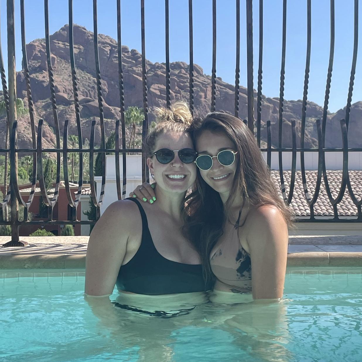 Round of drinks by the pool