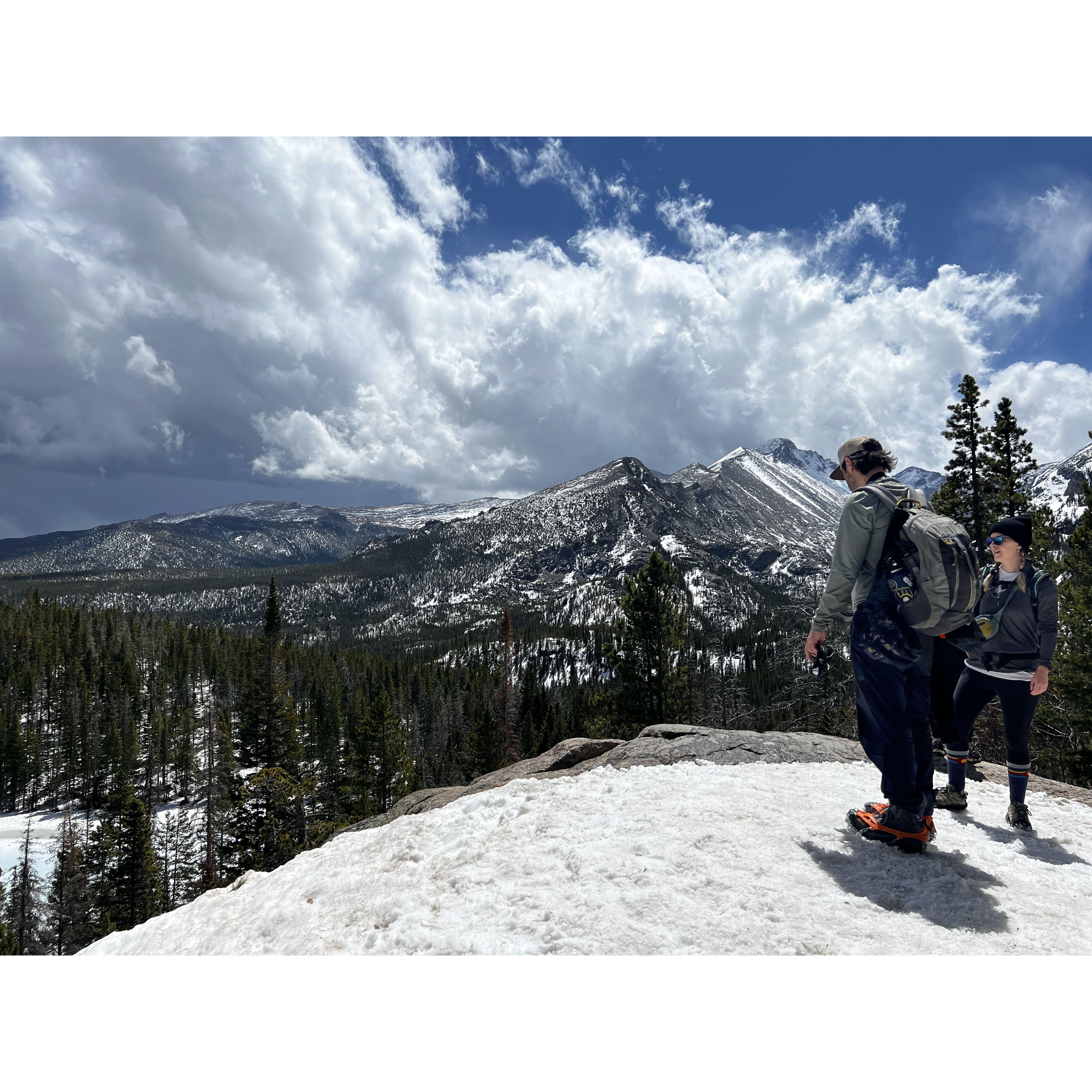 On our engagement walk at Rocky Mountain National Park