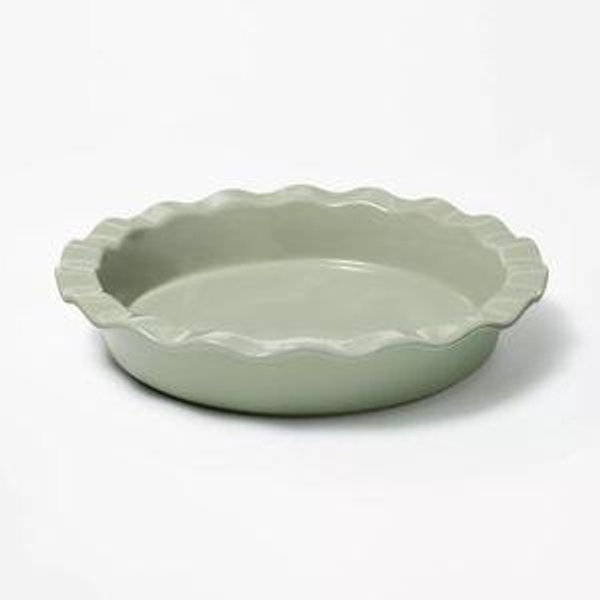 9" Round Stoneware Ruffle Pie Dish - Figmint™ - Color: Sage Green