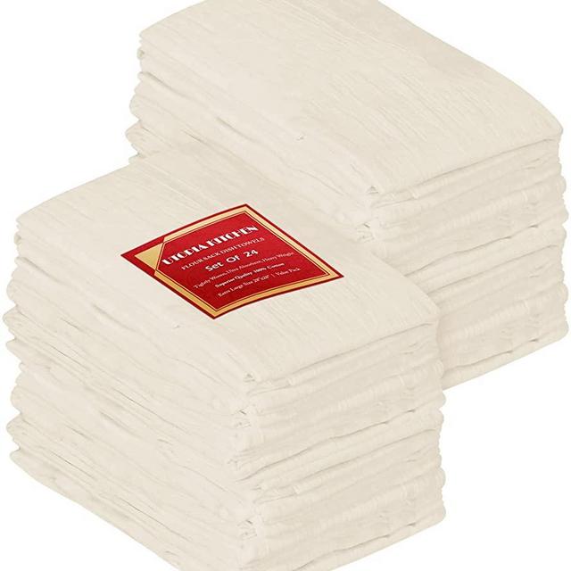 Utopia Kitchen Flour Sack Tea Towels, 28" x 28" Ring Spun 100% Cotton Dish Cloths - Machine Washable - for Cleaning & Drying (Natural Tan, 24 Pack)