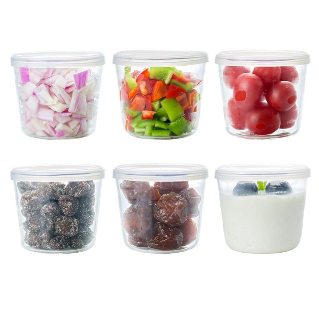 HillSpring Small Glass Bowls with Removable Lids, Set of 6, Portion Dessert Bowl for Pudding and Jelly, 6.8 oz Clear Containers for Meal Prep, Baking, and Food Storage (6)