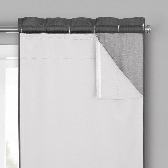 ECLIPSE Solid Minimalist Blackout Thermal Liner for Window Curtains with Drapery Hooks (Double Panel), 27" x 92", White