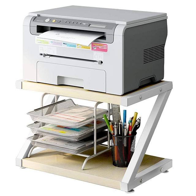 Desktop Stand for Printer - Desktop Shelf with Anti - Skid Pads for Space Organizer as Storage Shelf, Book Shelf, Double Tier Tray with Hardware & Steel for Mini 3D Printer by HUANUO