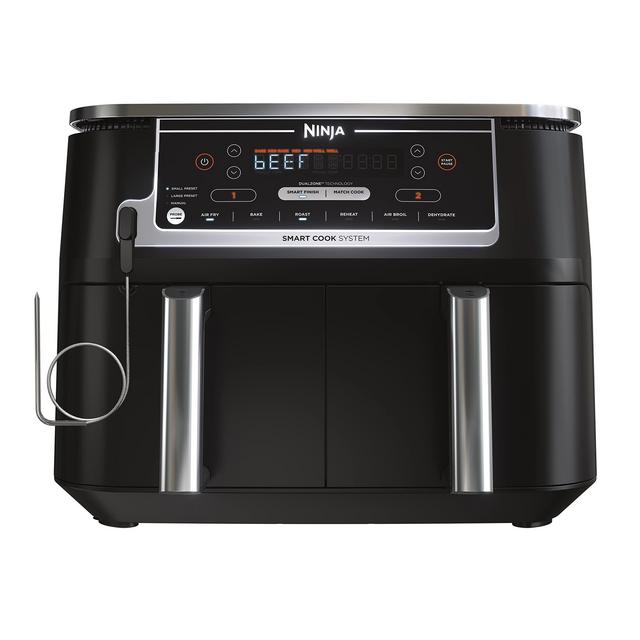 Ninja DZ550 Foodi 10 Quart 6-in-1 DualZone Smart XL Air Fryer with 2 Independent Baskets, Smart Cook Thermometer for Perfect Doneness, Match Cook Smart Finish to Roast, Dehydrate More, Grey