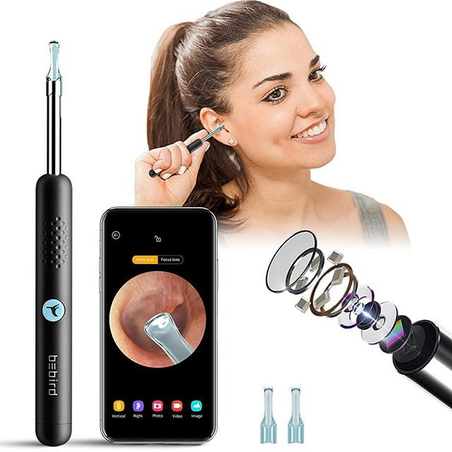 Bebird Ear Wax Removal Tools, Bebird Ear Cleaner, 1080P HD Endoscope, Wireless Earwax Removal Tools with 6 LED Lights, Compatible with iPhone & Android and Kids, Adults (Black)