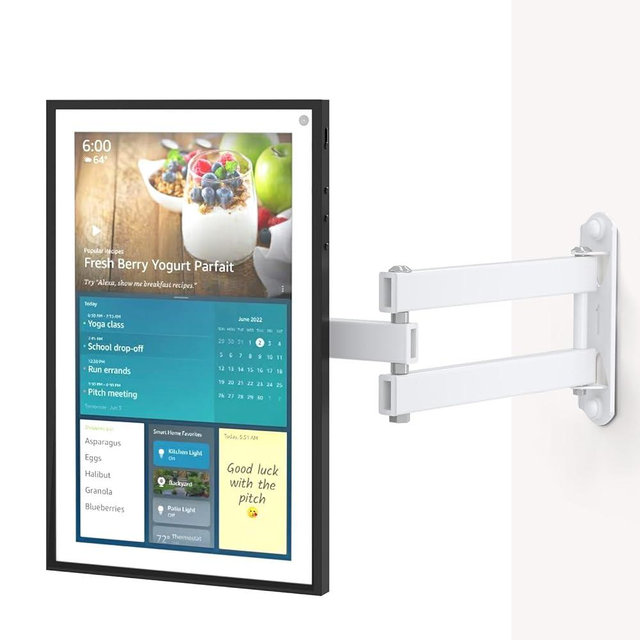 Wall Mount for Echo Show 21, Echo Show 15, Adjustable Wall Mounting Bracket with Heavy Duty 15” Extension Arm, Rotate Tilt Swivel for Alexa Echo Show 21, Echo Show 15, Holds up to 33lbs, White by WALI