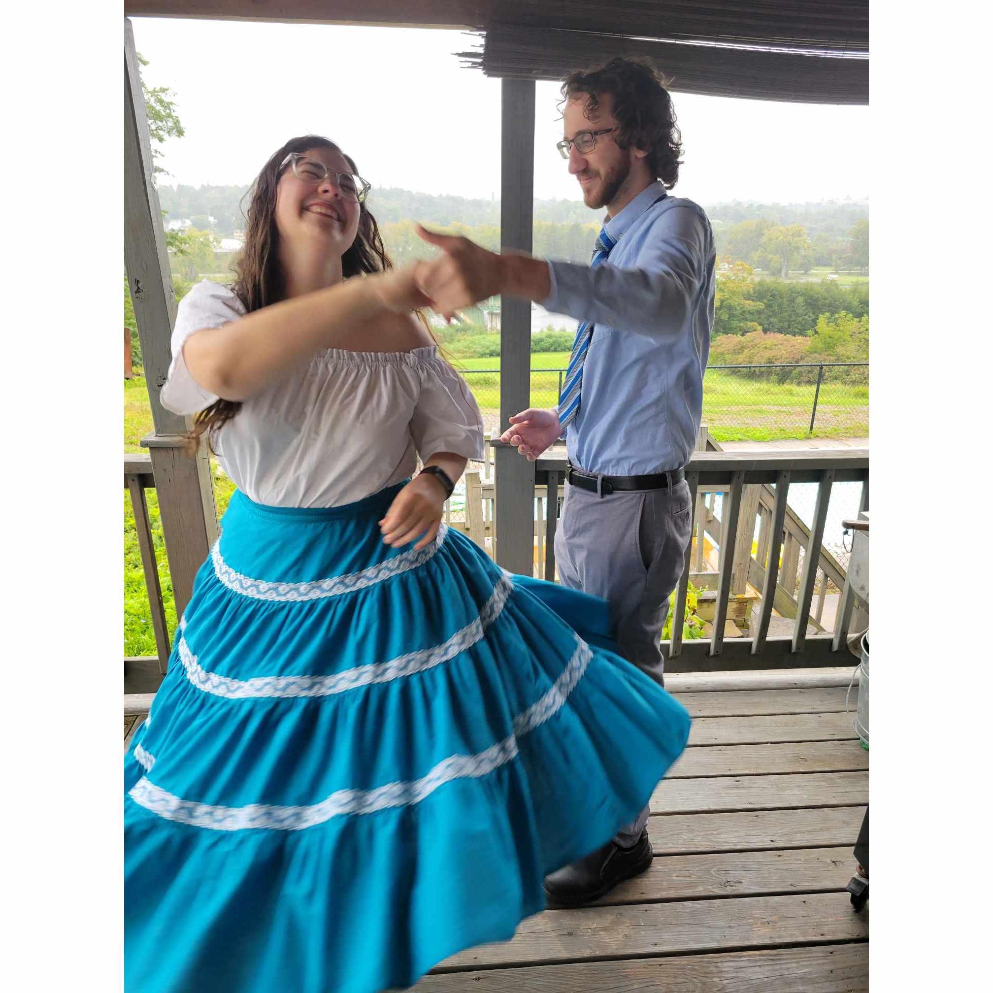 He's been teaching me a few dance steps.