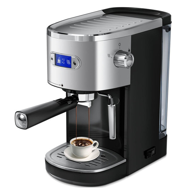 Home Espresso Coffee Maker with Milk Frother, LED Display & Removable Water Tank for Lattes and Cappuccinos