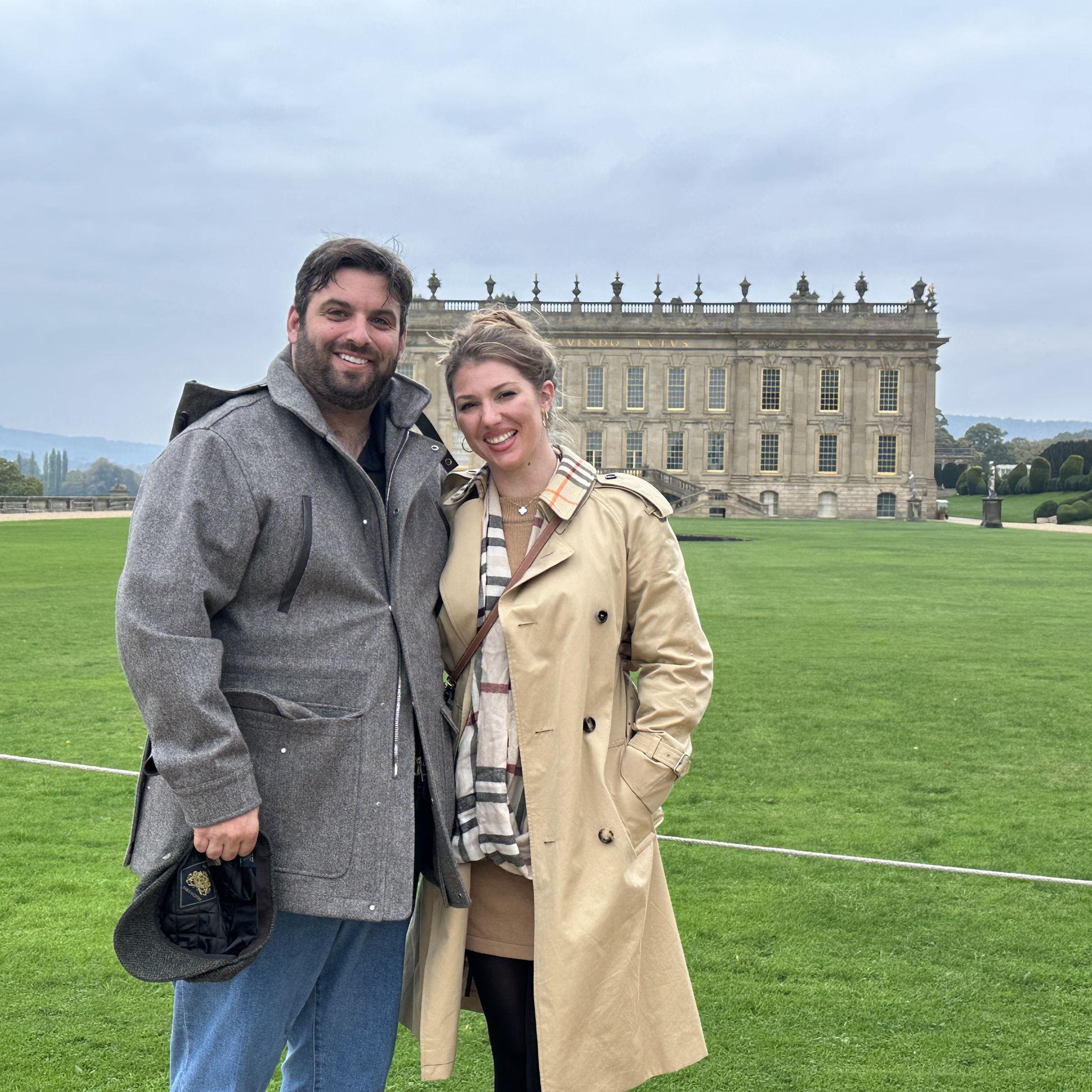 Visiting Mr. Darcy's mansion in the UK.