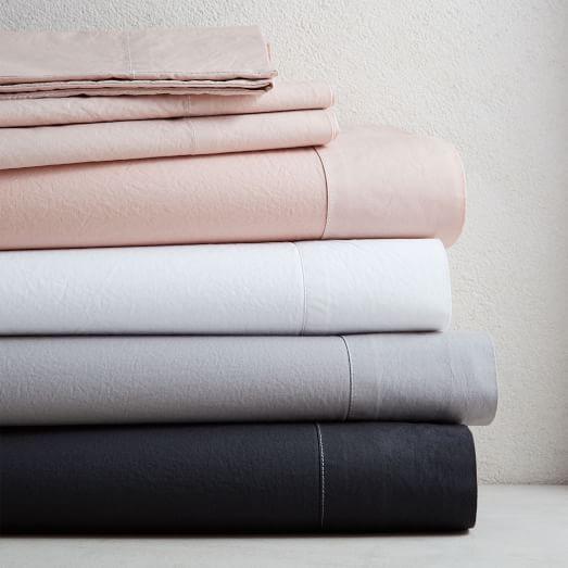 Organic Washed Cotton Sheet Set, Queen, Pink Blush