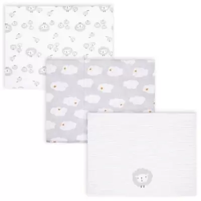 Gerber® 3-Pack Sheep Knit Burp Cloths in White/Grey