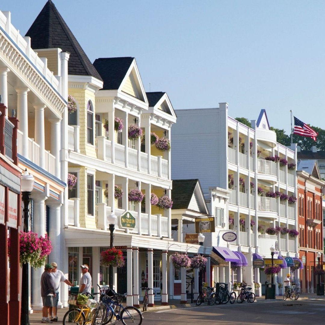 Main Street - there are many pretty shops and a lot of fudge samples to try!
