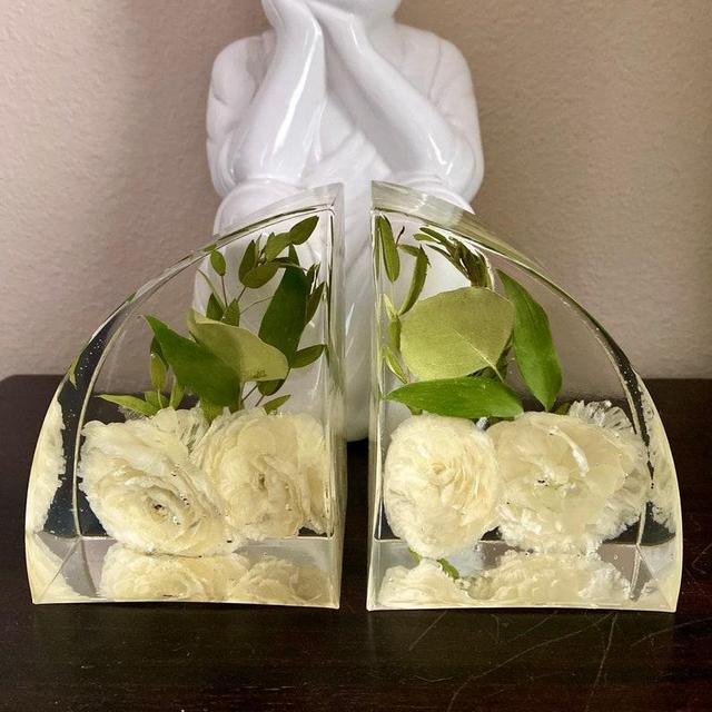 Custom Wedding Floral Bookends