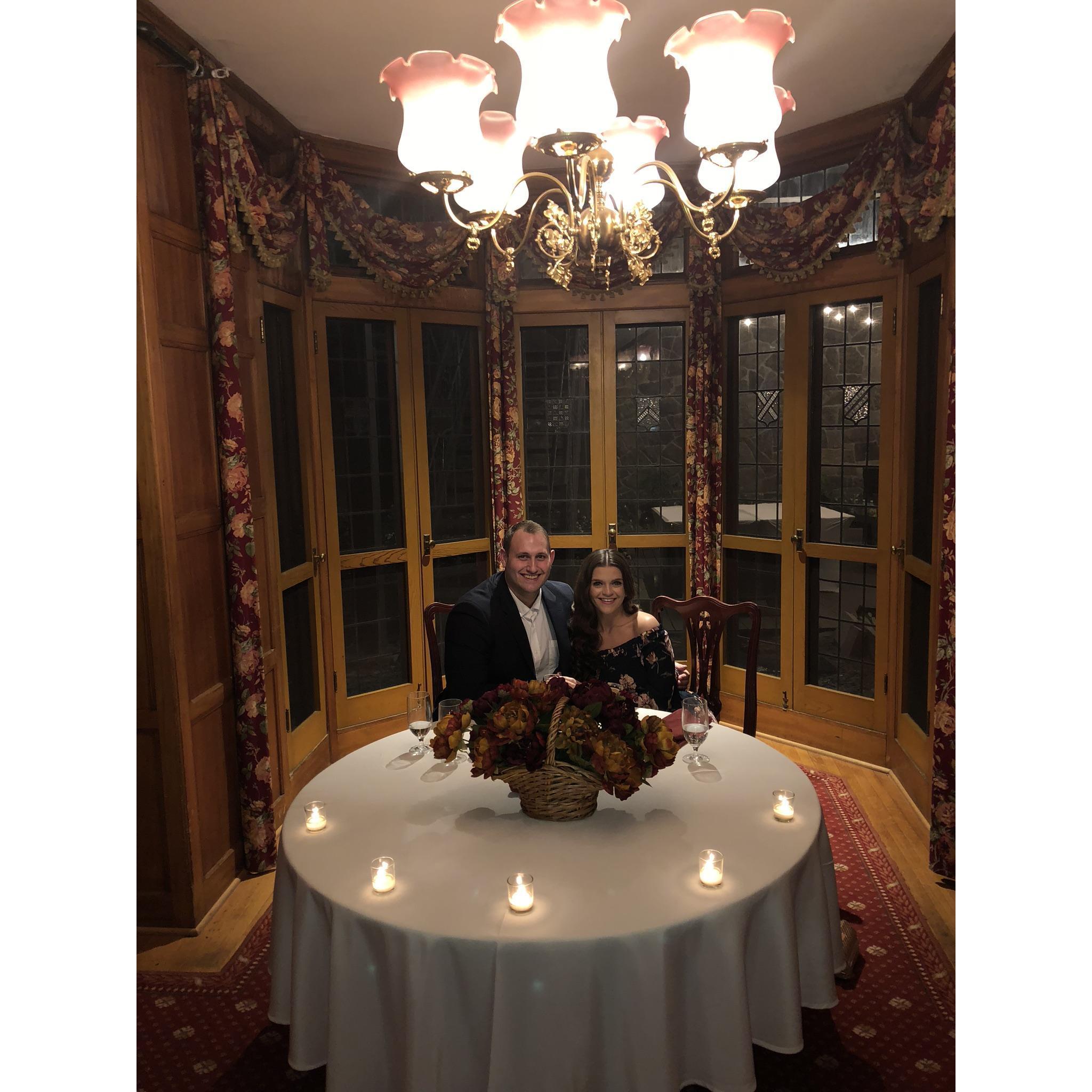 Wood Room at Inn at Erlowest, October 26, 2018, minutes after getting engaged.